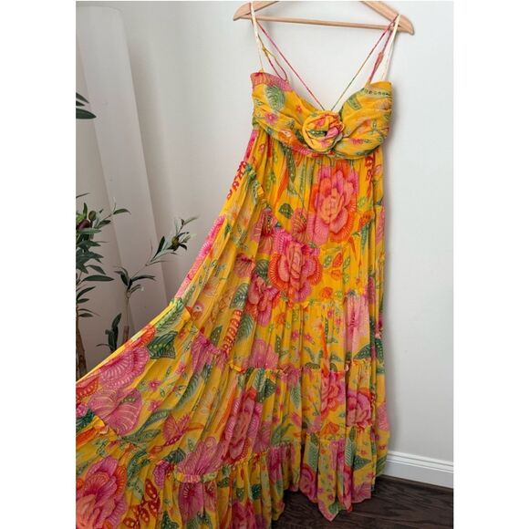 🌸 Farm Rio Yellow Macaw Bloom Maxi Dress Size Medium | New With Tags | Sold Out - Picture 16 of 16